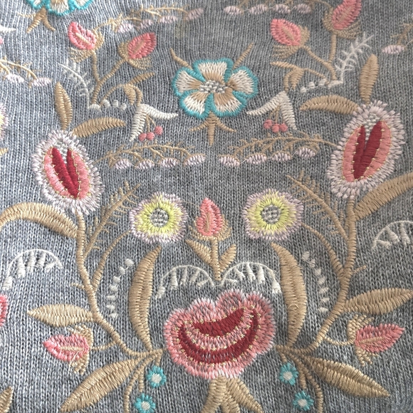 Aratta Silent Journey Gray Embroidery Crew Neck Sweater Angora Blend Size XL - Picture 4 of 16